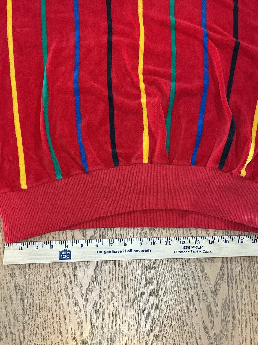 Vintage 80s Aileen II Velour Striped Sweater 26W/46 Red Multicolor - Picture 7 of 9